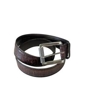 Genuine American Bison Leather Belt Men’s Size 38 Brown Rolling Buckle